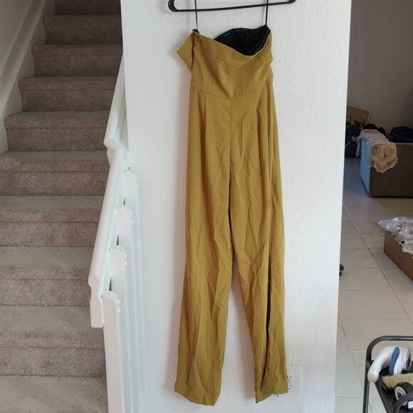 RACHEL Rachel Roy Jumpsuit Womens Size 4 Strapless Yellow Mustard - Picture 11 of 11